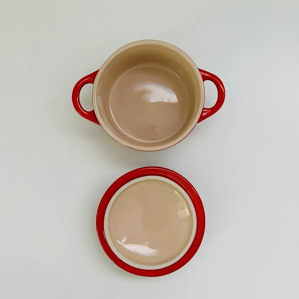 LE CREUSET Cerise 10 cm Mini Round Cocotte Covered Casserole 8 fl. oz